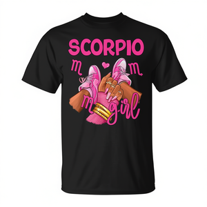 Camiseta con signo del zodiaco de Scorpio para niña, diseño de zapatillas rosas, regalo de cumpleaños para ella - Product Image 2