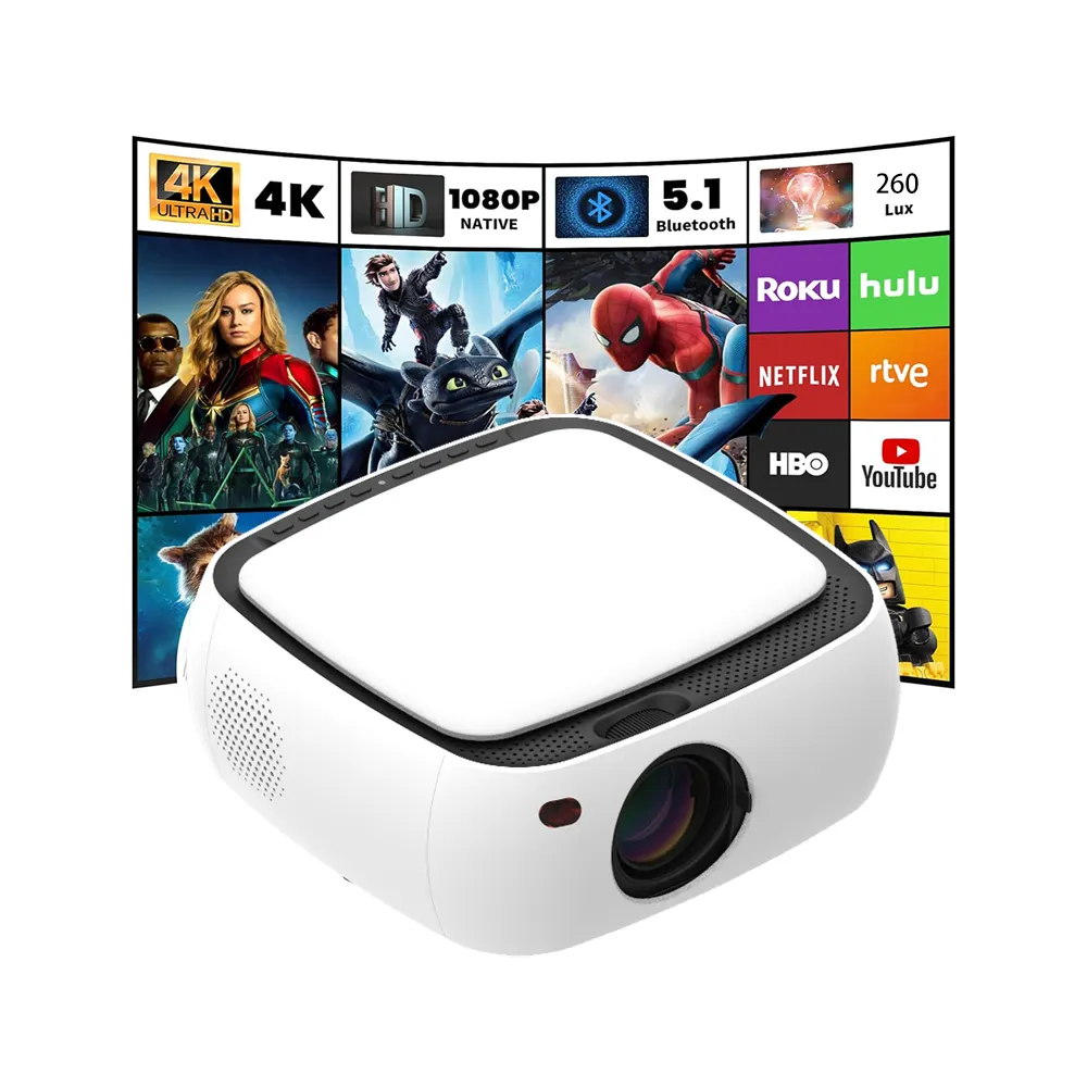 C300 blanc 260 Ansi Lumen 4K Proyector Portable Mini Android 9 Lcd projecteur intelligent Portable Home cinéma Mini projecteur de poche