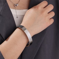 Yiwu Aceon Velle acier inoxydable noir cuir insérer plat charnière bande plus récent plaine Center ID barre plaques signalétiques bracelet en cuir