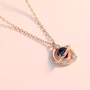 Collana con Ciondolo Cielo Stellato Dreamy Planet per Donne, Stile Foresta, Catena Corta per Clavicola - Product Image 4