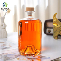 100ml 250ml 375ml 500ml Vodka Spirits Gin Rhum Tequila Bouteille en verre vide clair pour liqueur de vin avec liège