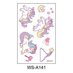 10 fogli personalizzati del produttore di <span class=keywords><strong>unicorno</strong></span> finto tatuaggio adesivo per bambini trasferimento di acqua Glitter tatuaggio temporaneo per feste - Product Image 6