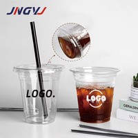 Gobelets en plastique PET jetables écologiques à prix d'usine, 12 oz (78/89/90/93/95/98/107/117 mm), gobelets transparents pour boissons froides et café avec couvercles