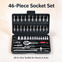 Kit d'outils de réparation économique de 46 pièces avec douilles, cliquet et rallonges pour l'entretien de vélos, motos et projets de bricolage à domicile