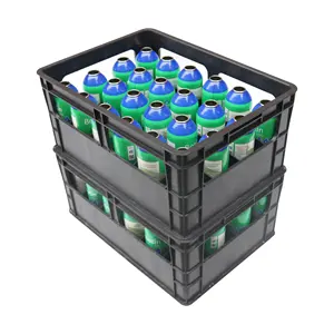 QS24ボトルビールボトルプラスチッククレートワイン/水/ジュース/ミルクボトルボックス用プラスチックビールクレート色とロゴをカスタマイズ