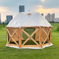 Tenda Camping Keluarga Besar 8-10 Orang Lipat Mewah Empat Musim, Anti Air 1000-1500mm, Kain Oxford 210D, Rangka Besi