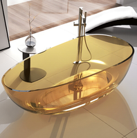 Baignoire Moderne Transparente Entièrement en Résine avec Fonction de Trempage pour Utilisation Intérieure à Domicile, dans les Hôtels et Villas - Design Autoportant