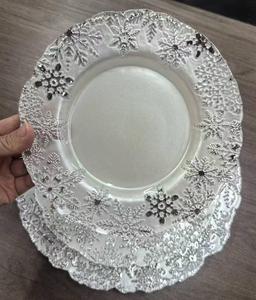 Plaques de chargeur en verre de haute qualité motif de <span class=keywords><strong>neige</strong></span> de noël blanc fêtes de mariage et décoration de la maison technique gravée - Product Image 3