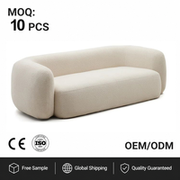Canapé 3 places en bouclette crème, rembourré, pour salon et appartement, vente en gros OEM&ODM, personnalisation OEM ODM.