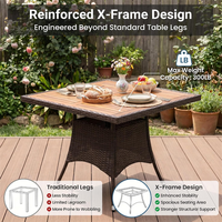 Ensemble de salle à manger en rotin résistant aux intempéries pour l'extérieur, meubles de patio en osier avec plateau de table en bois pour terrasse et jardin