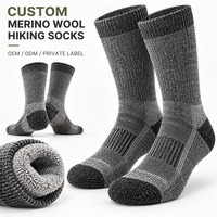 Chaussettes de randonnée en laine mérinos personnalisées, chaussettes thermiques rembourrées pour la randonnée en plein air, chaussettes d'hiver, OEM ODM, étiquette privée