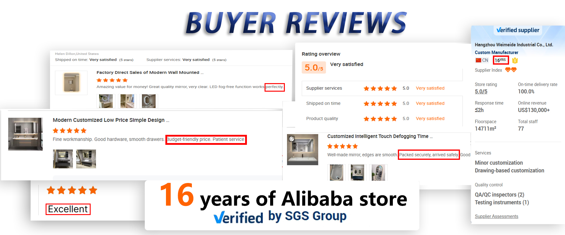 Ali Business durante 16 años, Tienda de cuatro estrellas, Reseñas de cinco estrellas