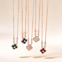 Collier pendentif trèfle à quatre feuilles classique, coquille multicolore, zircon cubique pavé, collier trèfle, bijoux tendance pour femmes, cadeau