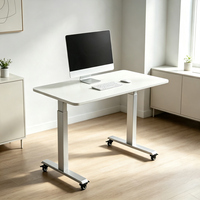 Bureau d'ordinateur certifié CE Rohs, prix de gros, portable, largeur réglable, cadre de bureau électrique ergonomique à hauteur réglable avec roulettes