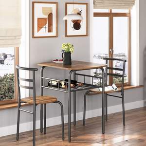 مجموعة طاولة طعام بالجملة مع 2 مقعد طاولة مربعة من الخشب على الطراز الصناعي مع 2 مقعد معدني مجموعة طاولة حانة - Product Image 3