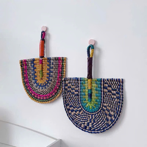 Eco-Friendly Traditional Handwoven Bamboo Straw <b>Fan</b> Cooling Summer Palm Leaf <b>Wall</b> Decoration for Home Handmade Style Artisan - Product Image 2