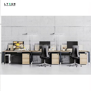 Mesa de trabajo de oficina modular para 2 4 6 8 Pax con gabinete de 3 cajones para muebles de espacio abierto - Product Image 2