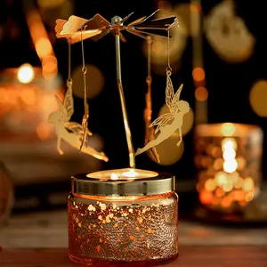 精致圣诞杯形状香味大豆蜡旋转步行蜡烛压花蜡烛生日情人节礼物定制标志