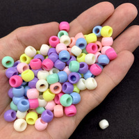 Perles en vrac en acrylique couleur macaron, forme baril, grand trou, 5x8mm, pour bracelets d'enfants et fournitures d'artisanat - Vente en gros