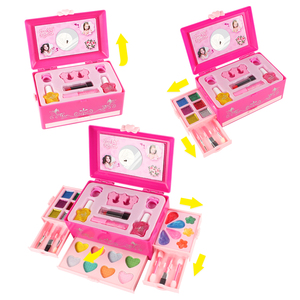 Venta al por mayor niños princesa plástico juego <span class=keywords><strong>de</strong></span> imitación belleza moda Cosmética Maquillaje Kits juego juguetes conjunto maleta para niña nuevo - Product Image 2