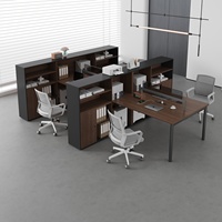 Ensemble de bureau moderne MEKIA en PVC pour 4 personnes, avec armoire, chaise de bureau, bureau informatique, tiroirs ignifuges verrouillables