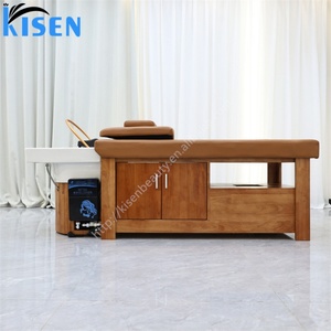 Kisen Wood Furniture Shampoo <b>Bed</b> Head Spa Japeness Hair Treatment Customized Salon Machine with Cabinet <b>Stool</b> - Product Image 1