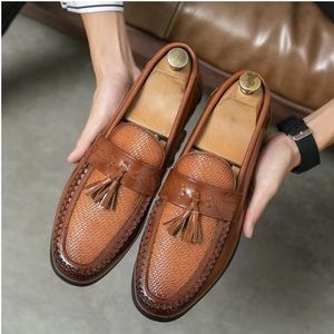 Mocassins pour hommes en PU à enfiler, ornés de paillettes, style rétro, décontractés et habillés, confortables et souples, pour le bureau et le quotidien, vente en gros - Product Image 5