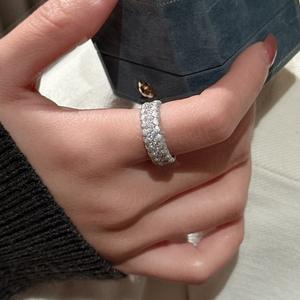 Bague en argent pur S925, rhodiée, style médiéval vintage, design simple et luxueux, micro-zircon incrusté, ouverture personnalisée - Product Image 2