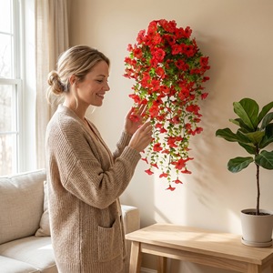 Fleurs artificielles, eucalyptus violet, guirlandes suspendues en plastique, décoration de mariage en plein air, bouquet - Product Image 3