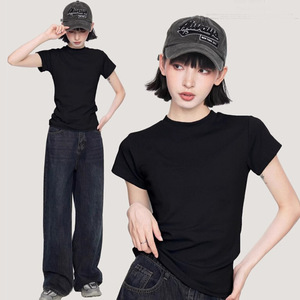 En gros 220gsm Slim Fit Crop Top personnalisé impression numérique plaine femmes <span class=keywords><strong>T</strong></span>-<span class=keywords><strong>shirt</strong></span> court coton femmes <span class=keywords><strong>T</strong></span>-<span class=keywords><strong>shirt</strong></span> à manches courtes - Product Image 2