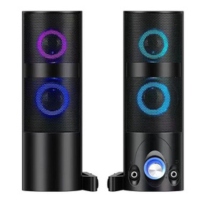 Gaming <b>Speakers</b> 2.0 Channel RGB Led Light With Built In <b>Microphone</b> For Computer Desktop Use - Product Image 1