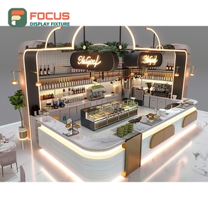 Integrated Coffee Display Rack Syrup Bottle Shelf White Oak Cafe Merchandise Display Rack - Product Image 6