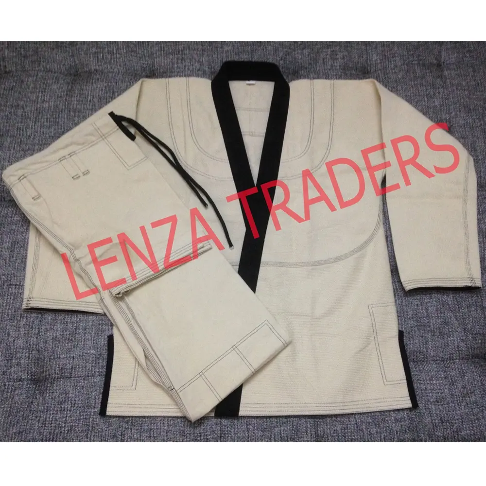 Collar negro sin blanquear Bjj Gi, uniforme Jiu Jitsu Kimonos Gi, tejido de Perl 100% algodón, 450 GSM