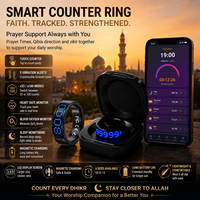 ITasbeeh Salam Smart Ring, Anneau de prière musulman en acier inoxydable avec contrôle par application, fonction réveil et indication de la Qibla