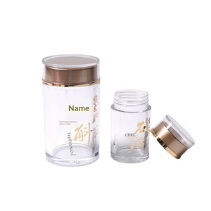 Double-Layer Gold Lid Acrylic Jar for Herbs, Pills & Tea - Clear Food Grade <b>Plastic</b> Storage Container - Product Image 1