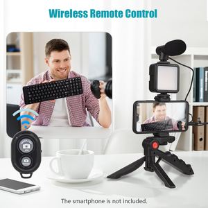 3 In1 Lapel Mic Tripod Stand LED Light Vlogging Video Making Kit Wireless <b>Microphone</b> Vlog Recording - Product Image 4
