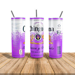 Última portátil personalizada mexicana chingona Soy La Patrona Modelo patrón Skinny Tumbler Wrap 20oz Vaso con tapas y pajitas - Product Image 6
