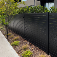Panneaux de clôture modernes noirs à lamelles horizontales en aluminium, 6 pieds, 3D, résistants au vent, ventilés, robustes, pour jardin extérieur