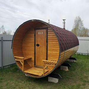 Massivholz 4-6 Personen Sauna raum im Freien Trocken dampfs auna Kit 40mm Hemlock <span class=keywords><strong>Barrel</strong></span> Red Cedar 6KW 9KW Herd - Product Image 2