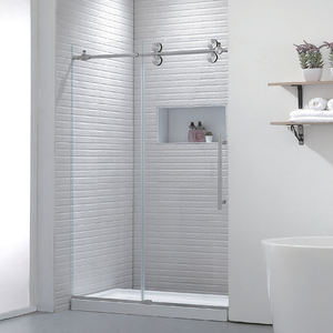 Paroi de <span class=keywords><strong>douche</strong></span> en verre <span class=keywords><strong>pliable</strong></span> en une seule pièce avec cadre en aluminium, design de paroi de <span class=keywords><strong>douche</strong></span> coulissante en verre trempé pour salle de bain - Product Image 4