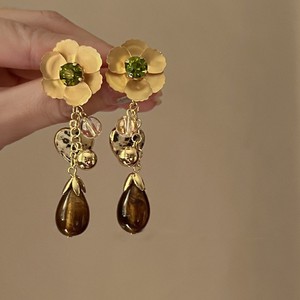 Maillard Style marron géométrique fleur amour boucles <span class=keywords><strong>d</strong></span>'oreilles rétro haut de gamme alliage bijoux plaqué or pour cadeau femme - Product Image 6