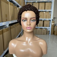 Perruque Courte Pixie Bouclée 12A en Cheveux Brésiliens, Perruque Bouclée Ondulée Lâche avec Volume, Coupe Pixie Bouclée en Cheveux Humains pour Femmes Noires