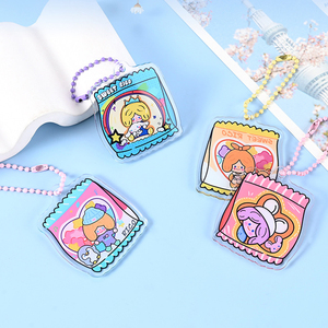 Spot Wholesale Acrylic <b>Keychains</b> Creative Cartoon DIY Key Charms <b>Anime</b> Lightweight Rectangular Key Fobs - Product Image 2