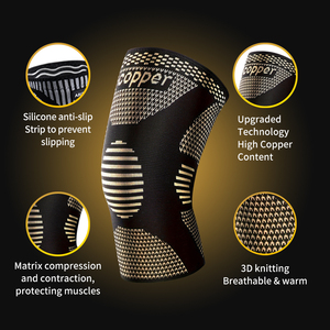 <span class=keywords><strong>1</strong></span> paio di ginocchiere in rame per ultimo equipaggiamento ammortizzante per uomini e donne supporto superiore per il ginocchio per lo sport Yoga Fitness basket - Product Image 4