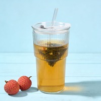 Gobelet en verre côtelé en forme de canette avec couvercle et paille, tasse transparente pour café glacé, soda et cocktails pour usage quotidien