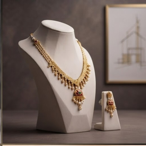Conjunto de Joyería Nupcial Prayom Tradicional Chapado en Oro con Perlas de Agua Dulce, Collar y Aretes Kundan para Bodas, Fiestas y Eventos - Product Image 2
