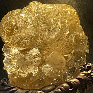 Trung Quốc donghai pha lê thủ công hàng đầu chất lượng Tay Chạm Khắc Vàng Rutilated thạch anh cá bức tượng bức tượng cho bộ sưu tập trang trí nội thất - Product Image 3