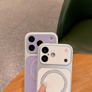 เคสโทรศัพท์ระบบแม่เหล็กหนังแท้สำหรับ iPhone 17 16 15 14 PRO MAX กรอบด้านหลังแบบแม่เหล็กลายด้านผ้าลินิน - Product Image 5