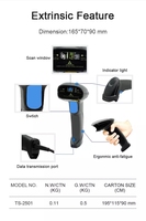 Lecteur de codes-barres USB filaire CCD laser, scanner portable 1D 2D QR, en stock