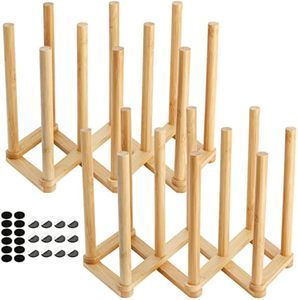 Estante de secado de botellas retráctil de bambú, estante de secado de platos, botella de agua de bambú y soporte de escurridor de tazas, estante secador de bolsas de plástico - Product Image 1